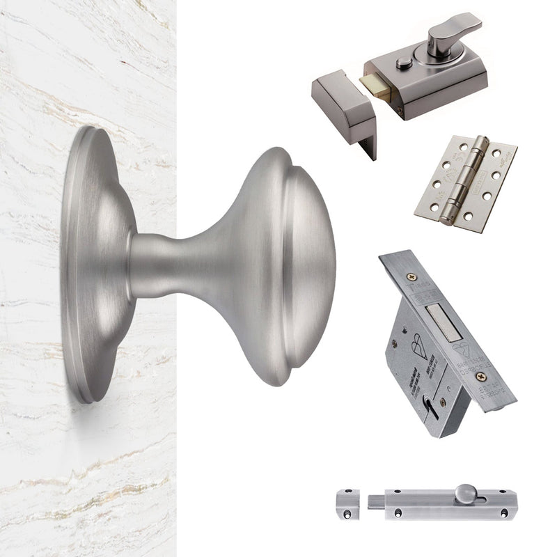External M61 Centre Knob Stable Door Handle Pack - Chrome Finish