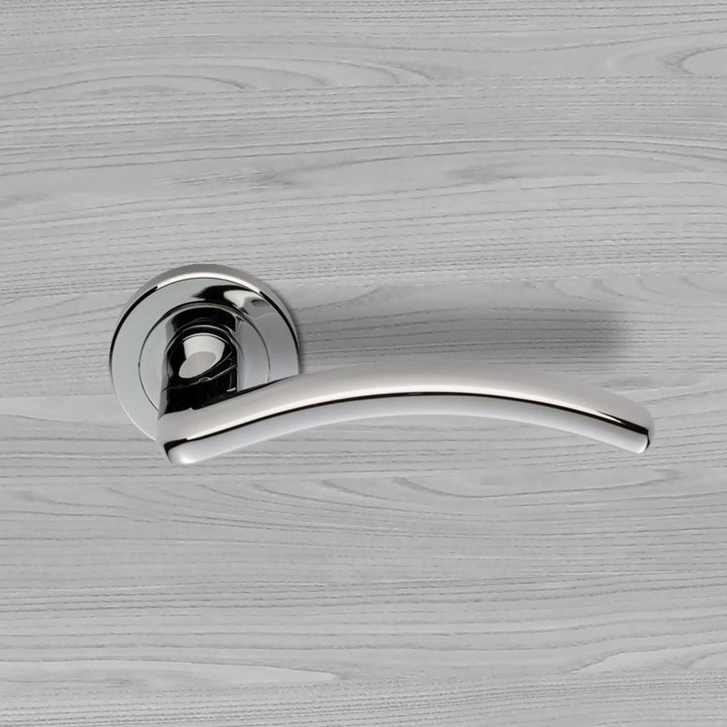 Serozzetta Design SZM380 Lever Latch Handles on Round Rose - 2 Finishes