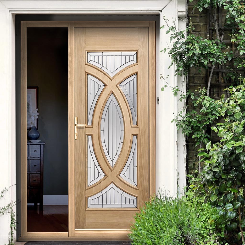 Majestic Oak Door and Frame Set - Zinc Double Glazing - One Unglazed Side Screen, From LPD Joinery