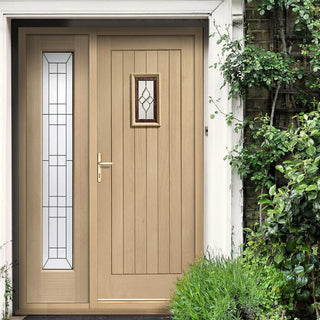 Image: Chancery Onyx External Oak Door and Frame - One Side Screen - Bevelled style Tri Glazed