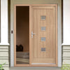Siena Oak Door - Frosted Double Glazing and Frame Set - One Unglazed Side Screen
