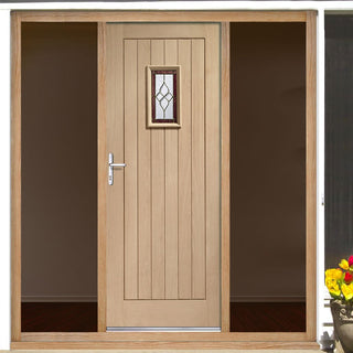 Image: Chancery Exterior Onyx Oak Door including Tri Glazing and Frame - Two Unglazed Side Screens