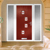 Cottage Style Doretti 4 Composite Front Door Set with Double Side Screen - Hnd Murano Red Glass - Shown in Red