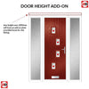 Cottage Style Doretti 4 Composite Front Door Set with Double Side Screen - Hnd Murano Red Glass - Shown in Red