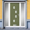 Cottage Style Doretti 4 Composite Front Door Set with Double Side Screen - Hnd Kupang Green Glass - Shown in Reed Green