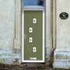 Cottage Style Doretti 4 Composite Front Door Set with Hnd Kupang Green Glass - Shown in Reed Green