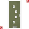 Cottage Style Doretti 4 Composite Front Door Set with Hnd Kupang Green Glass - Shown in Reed Green