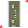 Cottage Style Doretti 4 Composite Front Door Set with Hnd Kupang Green Glass - Shown in Reed Green