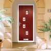 Cottage Style Doretti 4 Composite Front Door Set with Hnd Murano Red Glass - Shown in Red