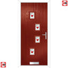 Cottage Style Doretti 4 Composite Front Door Set with Hnd Murano Red Glass - Shown in Red