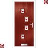 Cottage Style Doretti 4 Composite Front Door Set with Hnd Murano Red Glass - Shown in Red