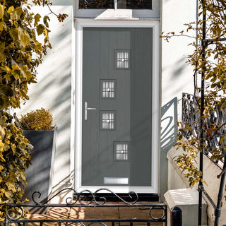 Image: Cottage Style Doretti 4 Composite Front Door Set with Hnd Matisse Glass - Shown in Mouse Grey