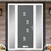 Cottage Style Doretti 4 Composite Front Door Set with Double Side Screen - Hnd Matisse Glass - Shown in Mouse Grey