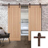 Double Sliding Door & Straight Antique Rust Track - Belize Oak Door - Prefinished