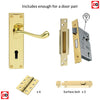 Double Door DL54 Victorian Scroll Suite Lever Lock Polished Brass - Combo Handle & Accessory Pack