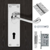 Double Door DL54 Victorian Scroll Suite Lever Lock Polished Chrome - Combo Handle & Accessory Pack