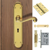 Double Door DL271 Chesham Lever Lock Handles Polished Brass - Combo Handle & Accessory Pack