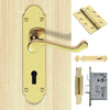 Double Door DL168 Oakley Suite Lever Lock Polished Brass - Combo Handle & Accessory Pack