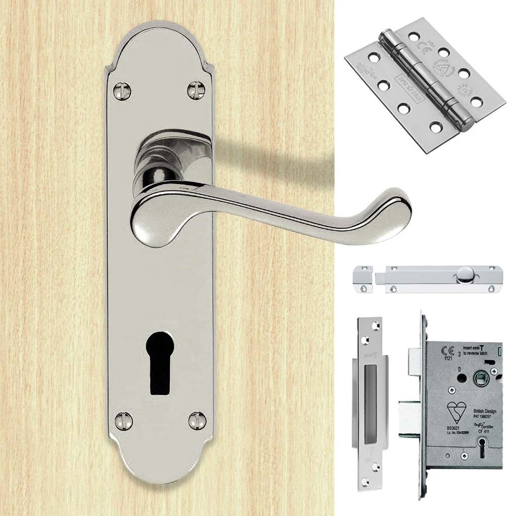 Double Door DL168 Oakley Suite Lever Lock Polished Chrome - Combo Handle & Accessory Pack
