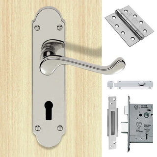 Image: Double Door DL168 Oakley Suite Lever Lock Polished Chrome - Combo Handle & Accessory Pack