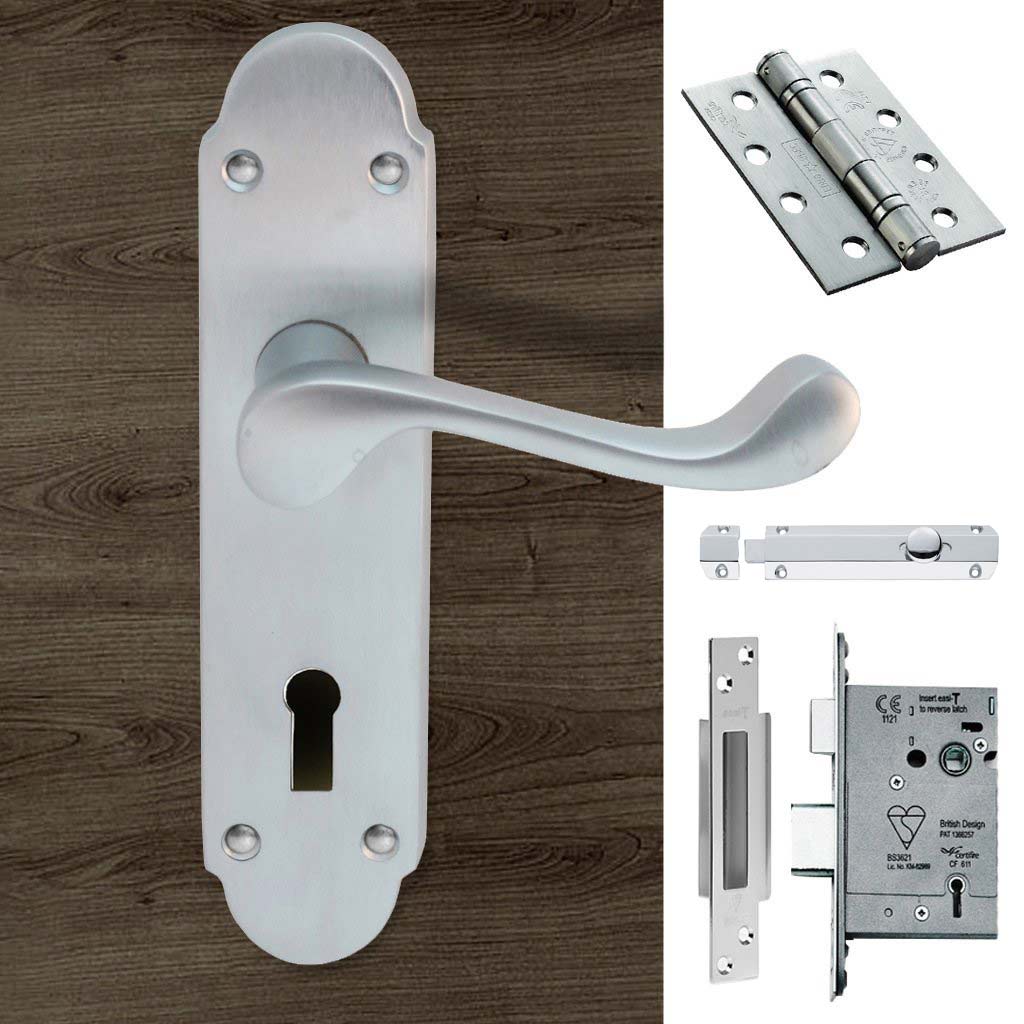 Double Door DL168 Oakley Suite Lever Lock Satin Chrome - Combo Handle & Accessory Pack