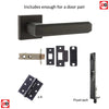 Rebated Double Door Pack Forme Alila Designer Lever on Minimal Square Rose Matt Black Combo Handle & Accessory Pack