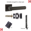 Double Door Pack Forme Alila Designer Lever on Minimal Square Rose Matt Black Combo Handle & Accessory Pack