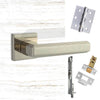 Double Door Pack Forme Alila Designer Lever on Minimal Square Rose Polished Nickel Combo Handle & Accessory Pack