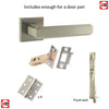Rebated Double Door Pack Forme Alila Designer Lever on Minimal Square Rose Satin Nickel Combo Handle & Accessory Pack