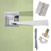 Rebated Double Door Pack California Status Lever on Square Rose Satin Chrome Combo Handle & Accessory Pack