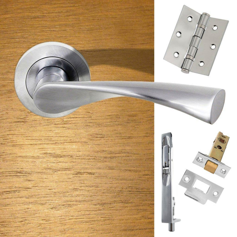 Double Door Pack Colorado Status Lever on Round Rose Satin Chrome Combo Handle & Accessory Pack