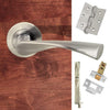 Rebated Double Door Pack Colorado Status Lever on Round Rose Satin Nickel Combo Handle & Accessory Pack
