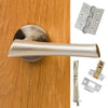 Rebated Double Door Pack Corsica Mediterranean Lever On Rose Satin Nickel Combo Handle & Accessory Pack