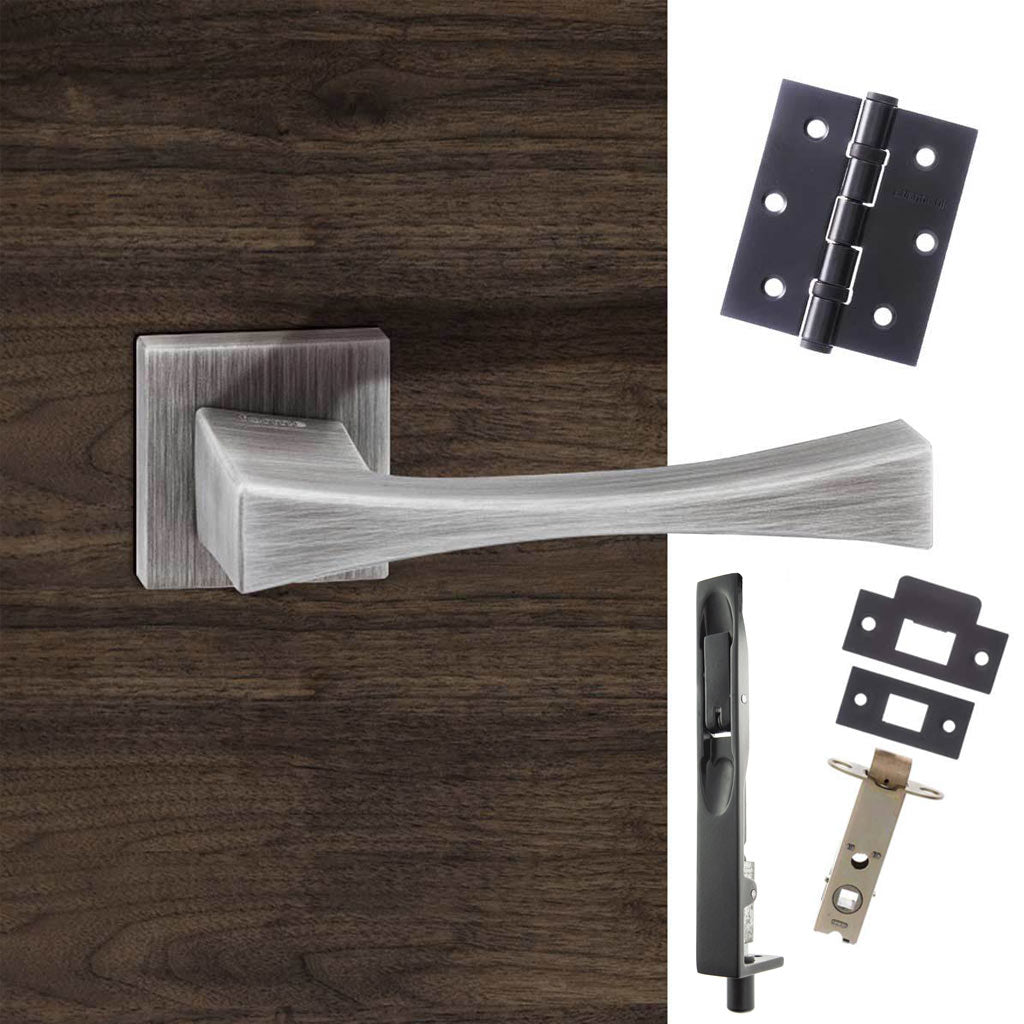 Double Door Pack Forme Artemide Designer Lever on Minimal Square Rose Urban Graphite Combo Handle & Accessory Pack