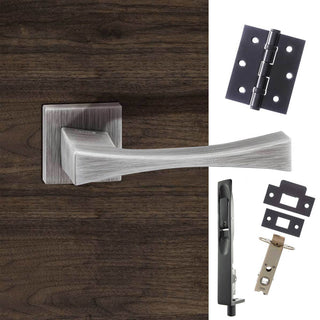 Image: Double Door Pack Forme Artemide Designer Lever on Minimal Square Rose Urban Graphite Combo Handle & Accessory Pack