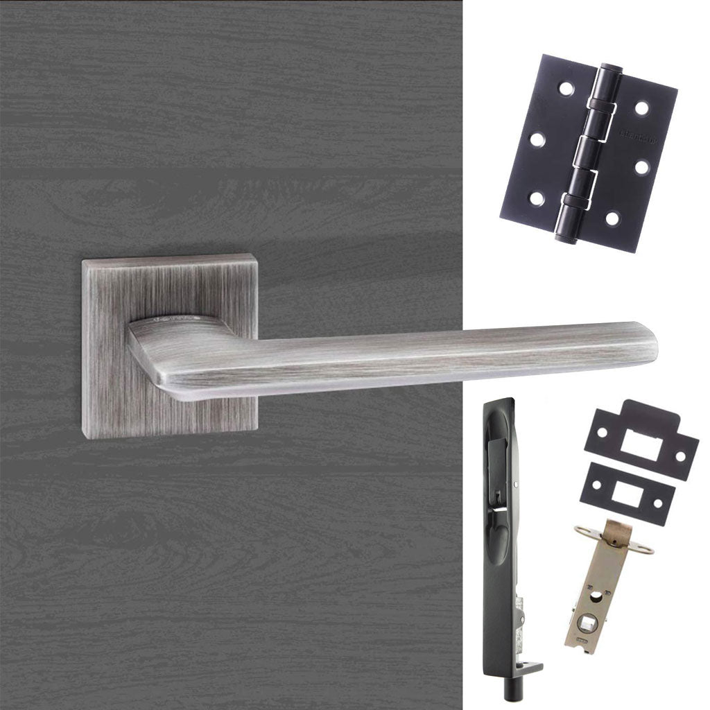 Double Door Pack Forme Boston Designer Lever on Minimal Square Rose Urban Graphite Combo Handle & Accessory Pack