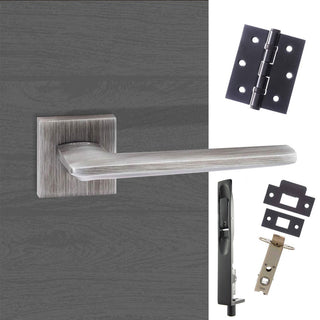Image: Double Door Pack Forme Boston Designer Lever on Minimal Square Rose Urban Graphite Combo Handle & Accessory Pack