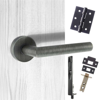 Image: Double Door Pack Forme Elle Design Lever on Round Rose Urban Graphite Combo Handle & Accessory Pack