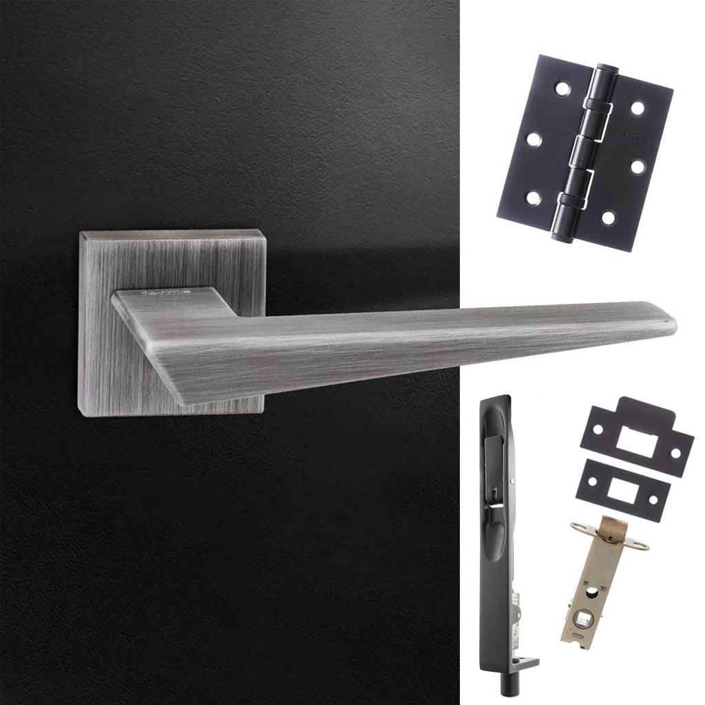 Double Door Pack Forme Naxos Designer Lever on Minimal Square Rose Urban Graphite Combo Handle & Accessory Pack