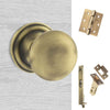 Double Door Pack Harrogate Mushroom Old English Mortice Knob Matt Antique Brass Combo Handle & Accessory Pack