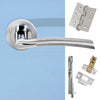 Double Door Pack Indiana Status Lever on Round Rose Satin Chrome Polished Chrome Combo Handle & Accessory Pack