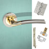 Double Door Pack Indiana Status Lever on Round Rose Satin Nickel Polished Brass Combo Handle & Accessory Pack