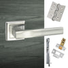 Double Door Pack Kansas Status Lever on Square Rose Satin Chrome Combo Handle & Accessory Pack