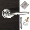 Rebated Double Door Pack Malta Mediterranean Lever on Round C Rose Polished Chrome Combo Handle & Accessory Pack