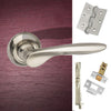 Double Door Pack Malta Mediterranean Lever on Round C Rose Satin Nickel Combo Handle & Accessory Pack