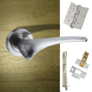 Image: Double Door Pack Marseille Mediterranean Lever On Rose Satin Nickel Combo Handle & Accessory Pack