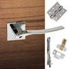 Rebated Double Door Pack Olimpia Forme Designer Lever on Minimal Square Rose Polished Chrome Combo Handle & Accessory Pack
