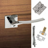 Double Door Pack Olimpia Forme Designer Lever on Minimal Square Rose Polished Chrome Combo Handle & Accessory Pack