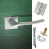 Double Door Pack Olimpia Forme Designer Lever on Minimal Square Rose Satin Chrome Combo Handle & Accessory Pack