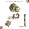 Double Door Pack Ripon Reeded Old English Mortice Knob Antique Brass Combo Handle & Accessory Pack